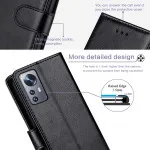 Case For Xiaomi 12 Pro (2022) Wallet Book Case Faux Leather Cover Card Slots Secure Magnetic Closure (Black)