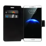 Oppo R7 2015 Black Leather Case with Card Slot, Magnetic Closure, and Stand