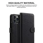 iPhone 14 Pro Wallet Case (2022) Magnetic Flip Closure, Stand Function and 2 Card Slot PU Leather Cover (Black)