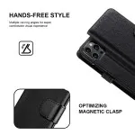 iPhone 14 Pro Wallet Case (2022) Magnetic Flip Closure, Stand Function and 2 Card Slot PU Leather Cover (Black)