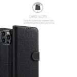 iPhone 14 Pro Wallet Case (2022) Magnetic Flip Closure, Stand Function and 2 Card Slot PU Leather Cover (Black)