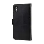 iPhone X Wallet Case (2017) Magnetic Strip Flip Leather Card Slots Cover Black
