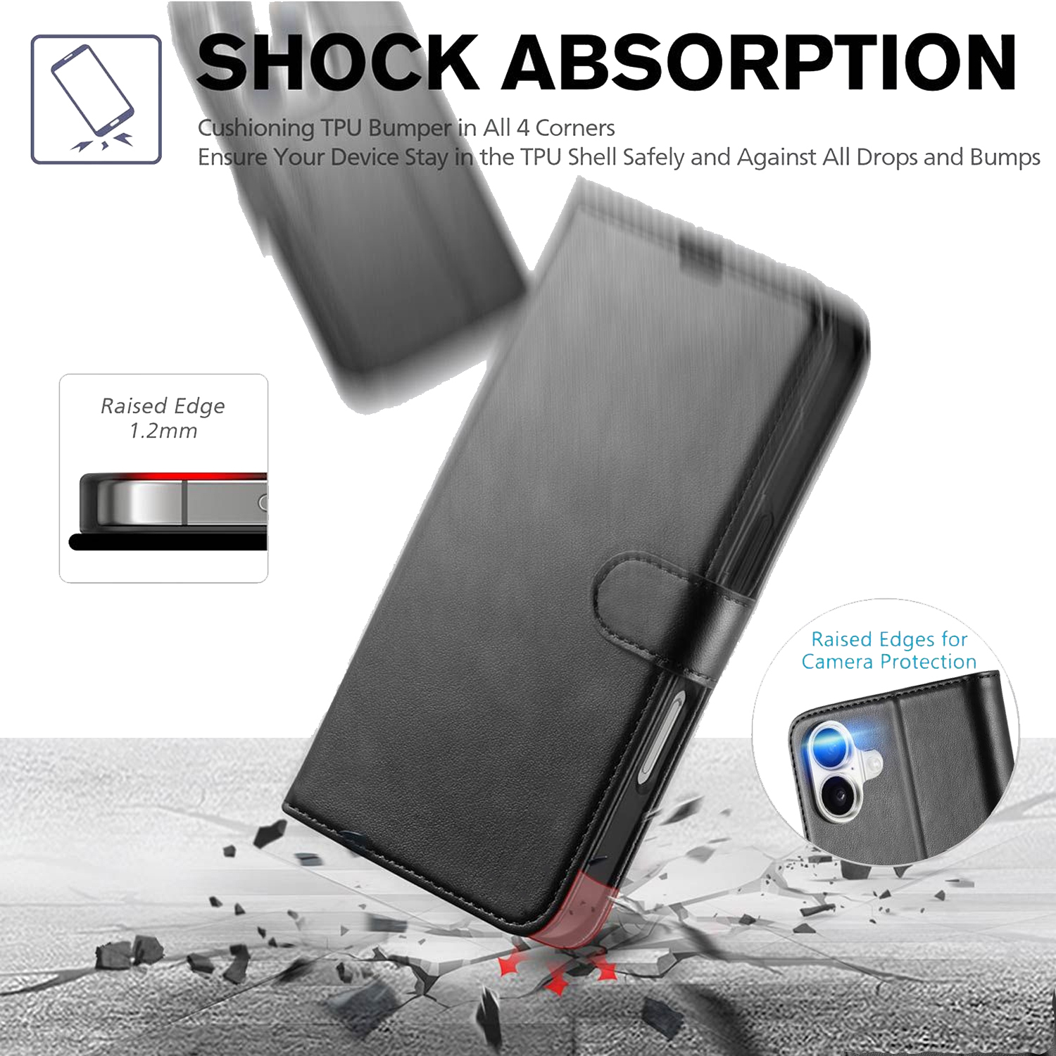 Shockproof Wallet Case For iPhone 16