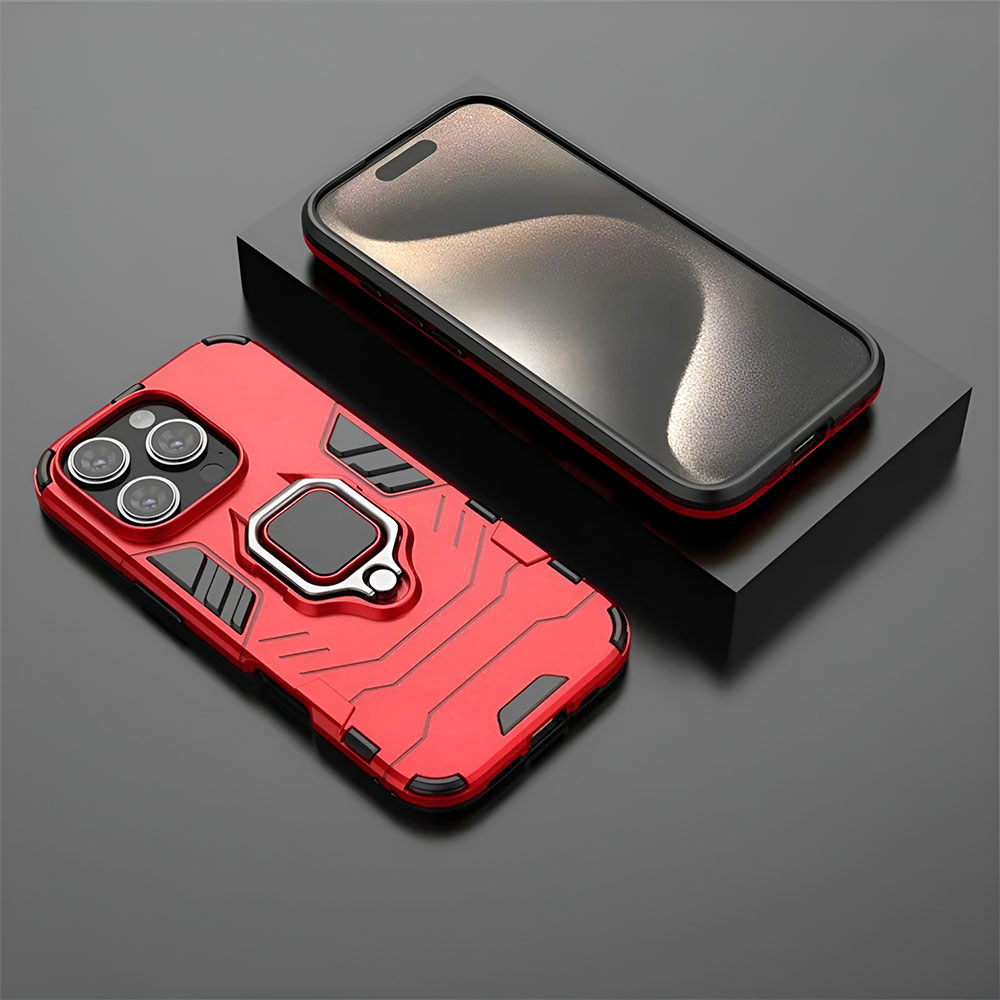 Armor Red Back Ring Case For iPhone 16 Pro