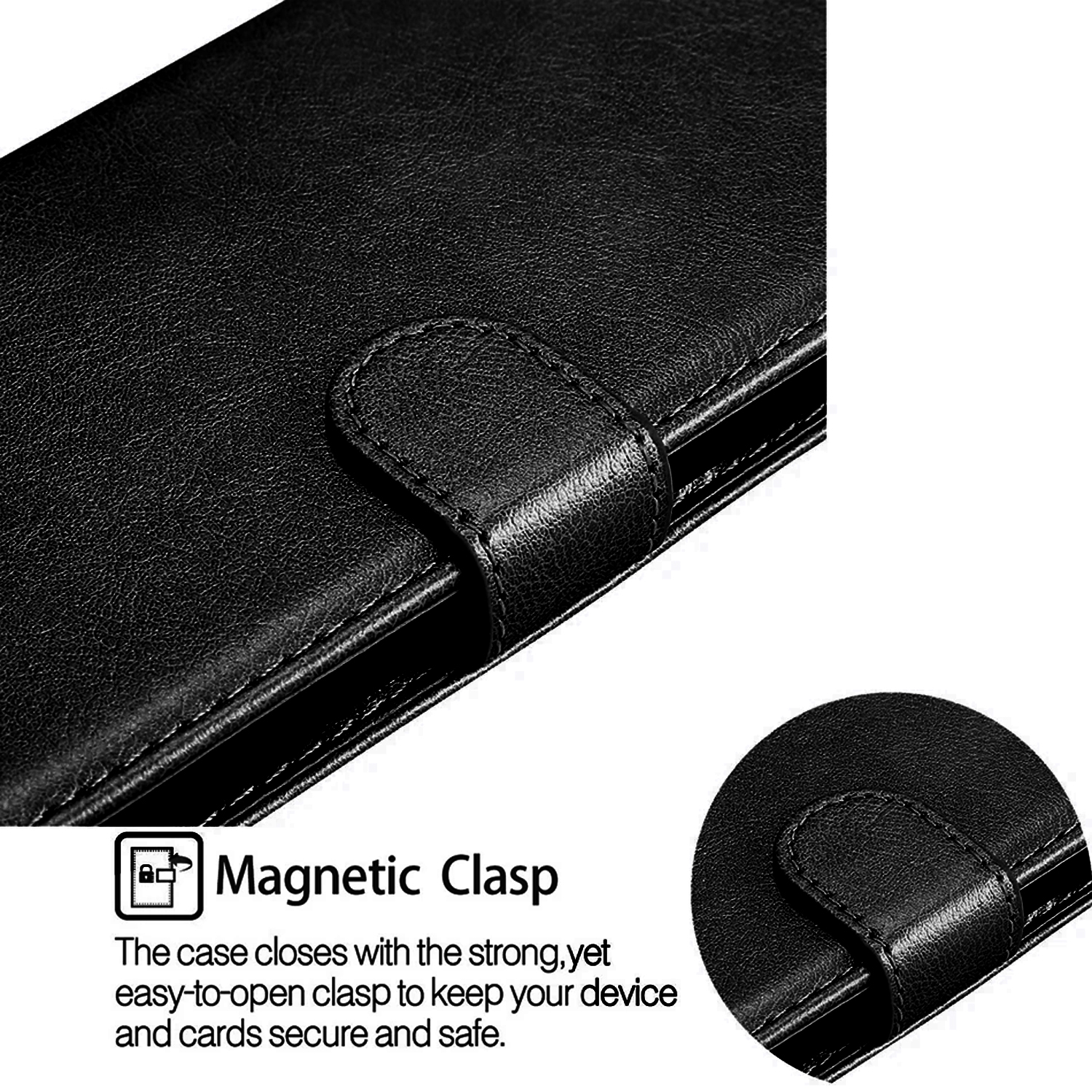 Leather PU Black Wallet Case For iPhone 16 Plus