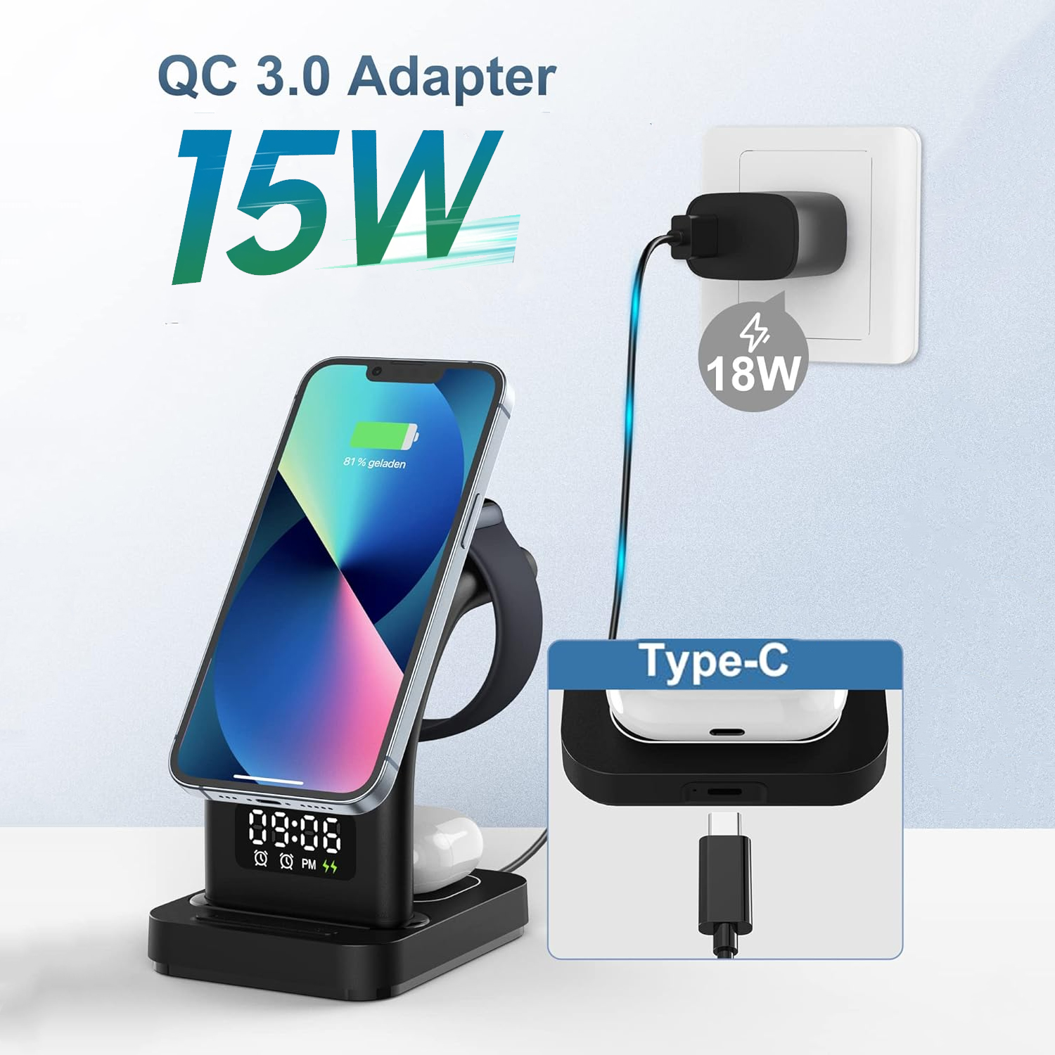 15W Super-Fast Wireless Charging Station