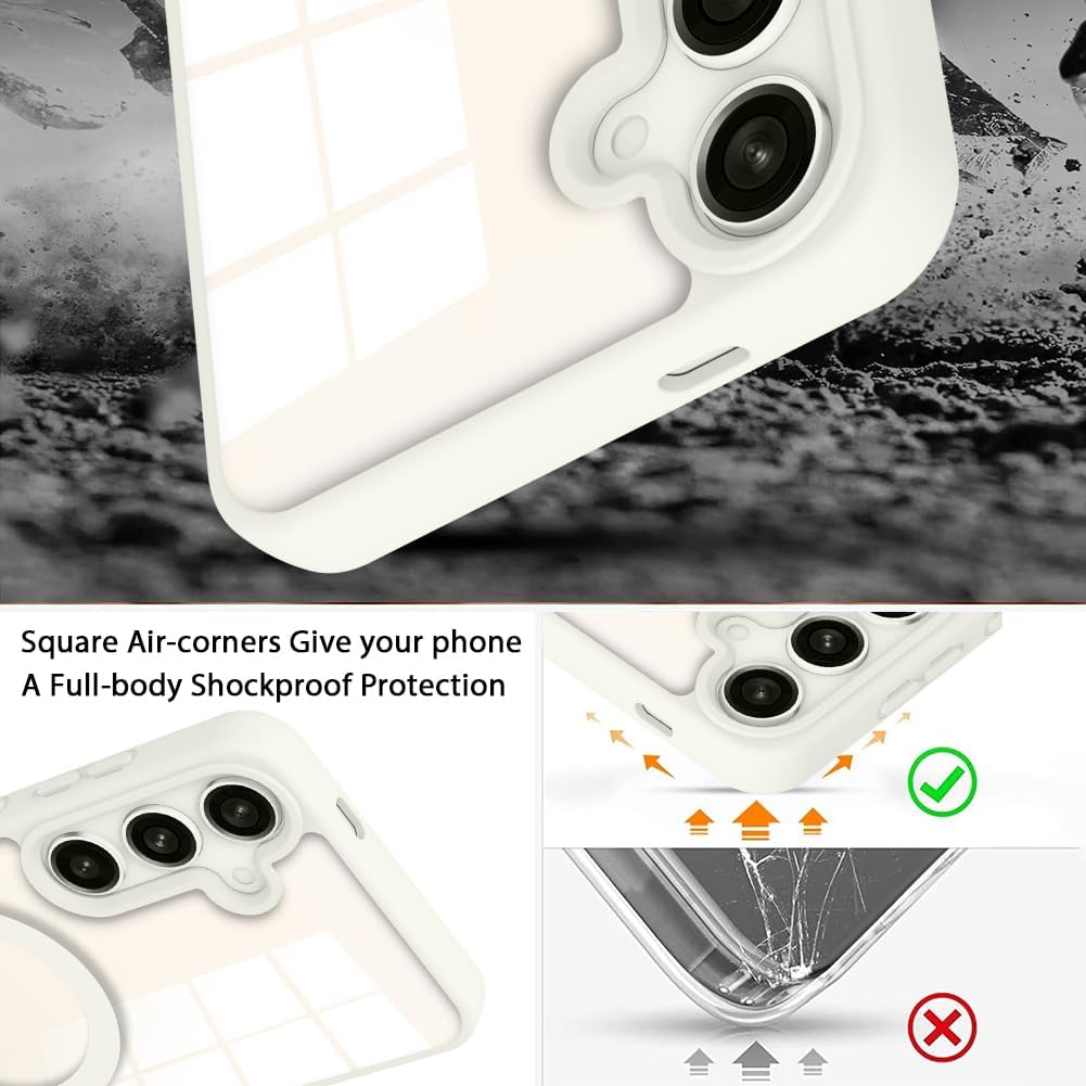 Sleek white case with shockproof protection.