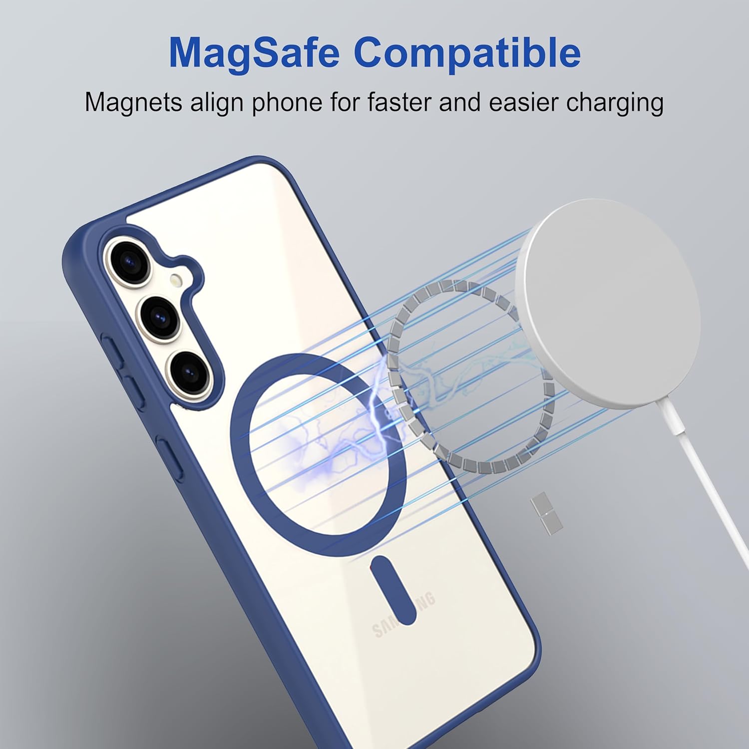 MagSafe Wireless Charging-Friendly Navy Blue Case for Galaxy S24 FE