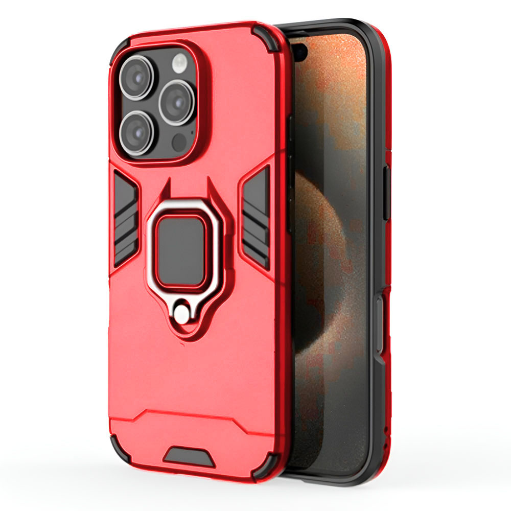 Armor Red Back Ring Case For iPhone 16 Pro