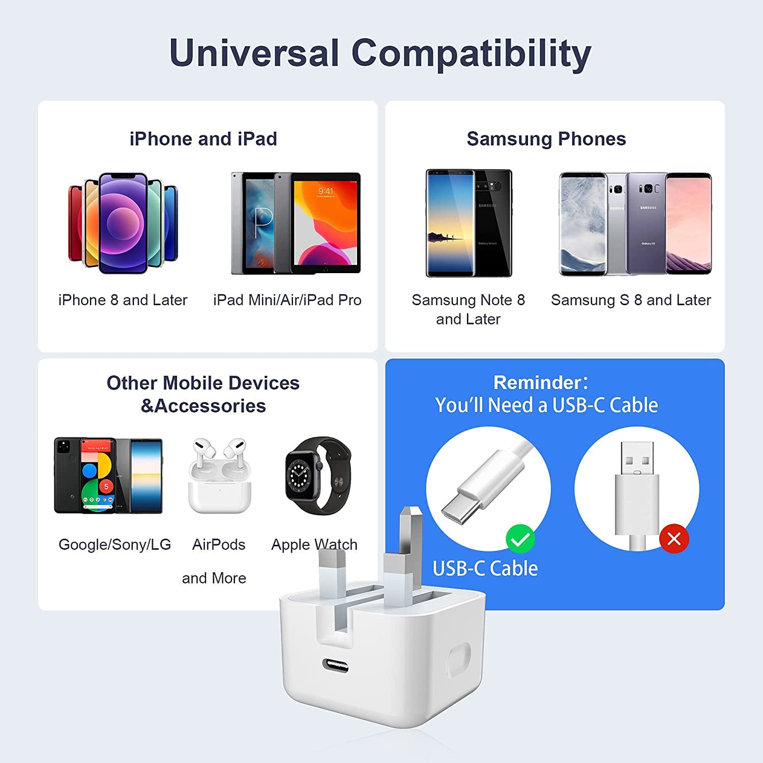 Folding 3-Pin Charger Adapter