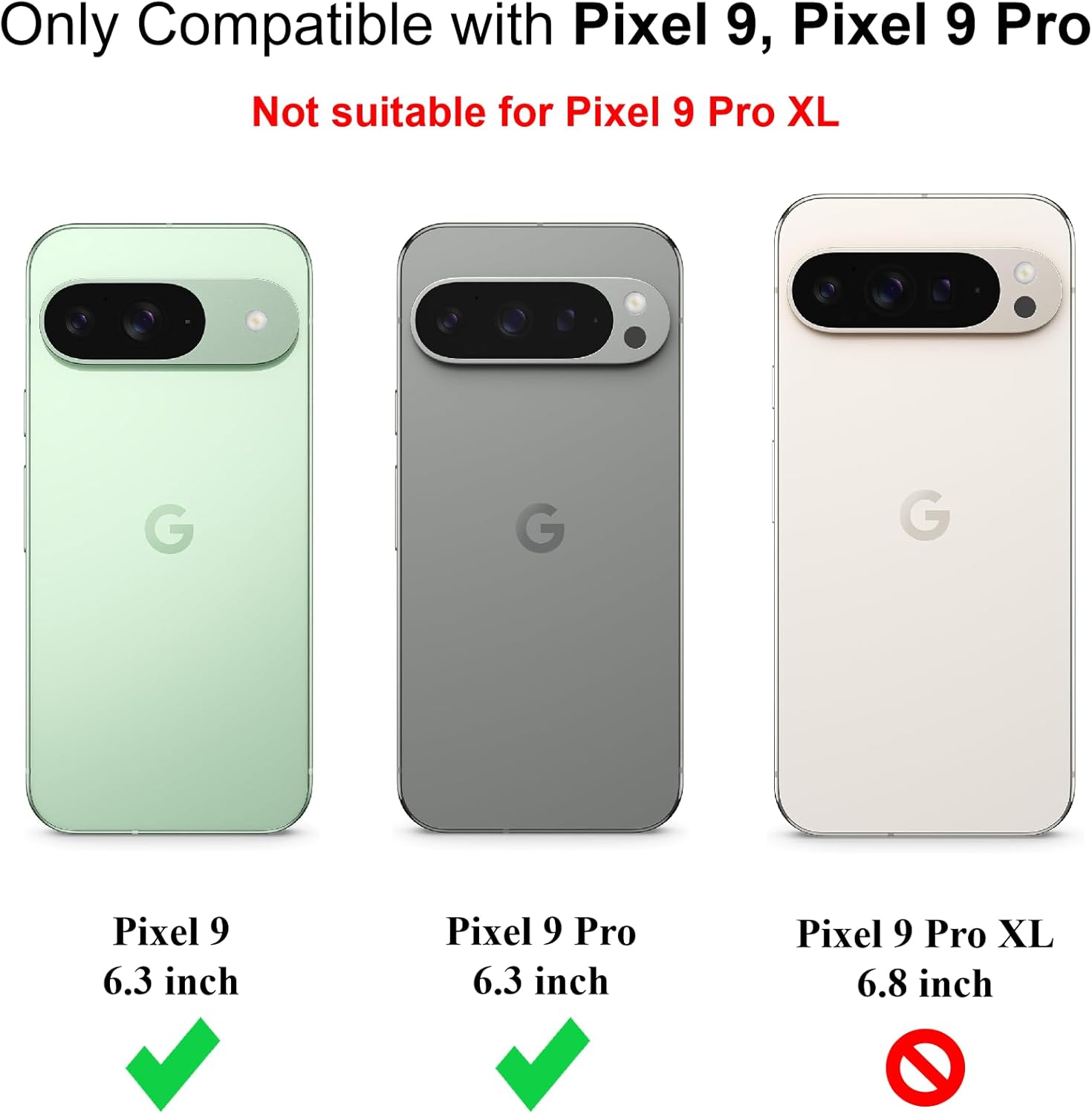 Clear TPU silicone case and tempered glass screen protector for Google Pixel 9 and Pixel 9 Pro