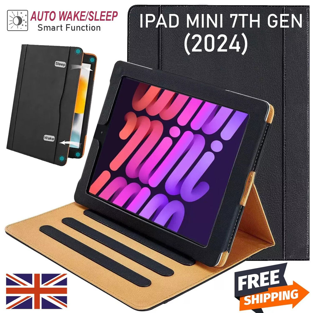 Genuine leather flip cover for iPad Mini 2024