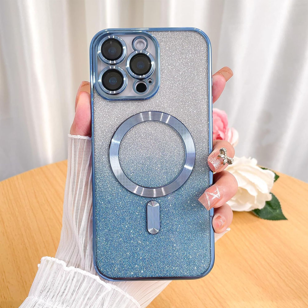 blue glitter case for iPhone 16 Pro Max