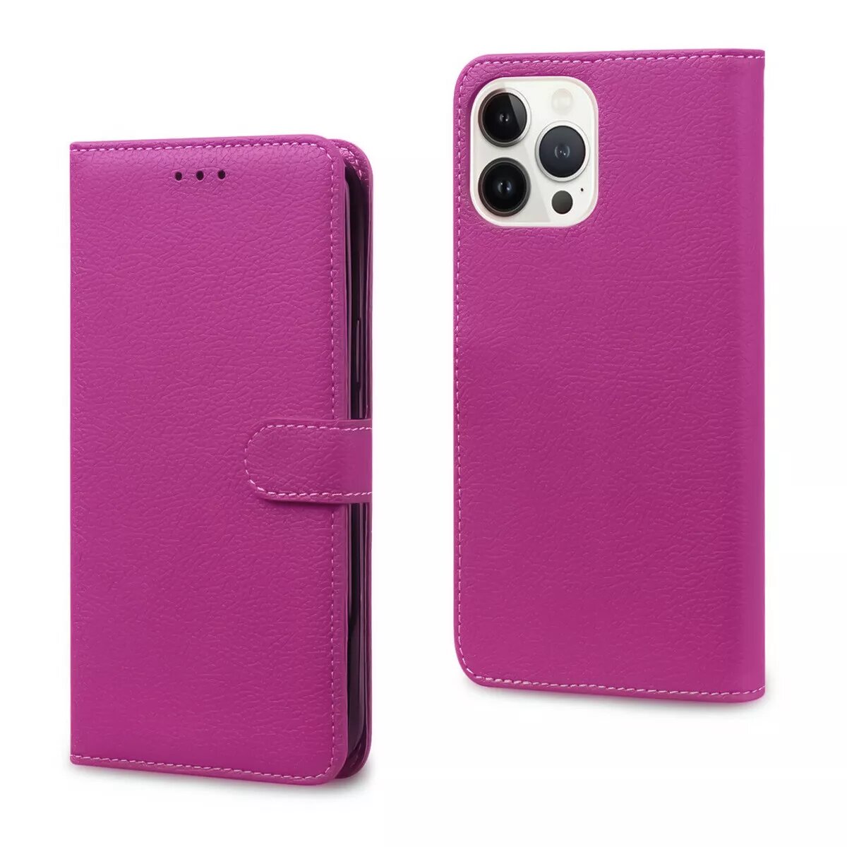 Leather wallet case for iphone 15 pro max - Pink