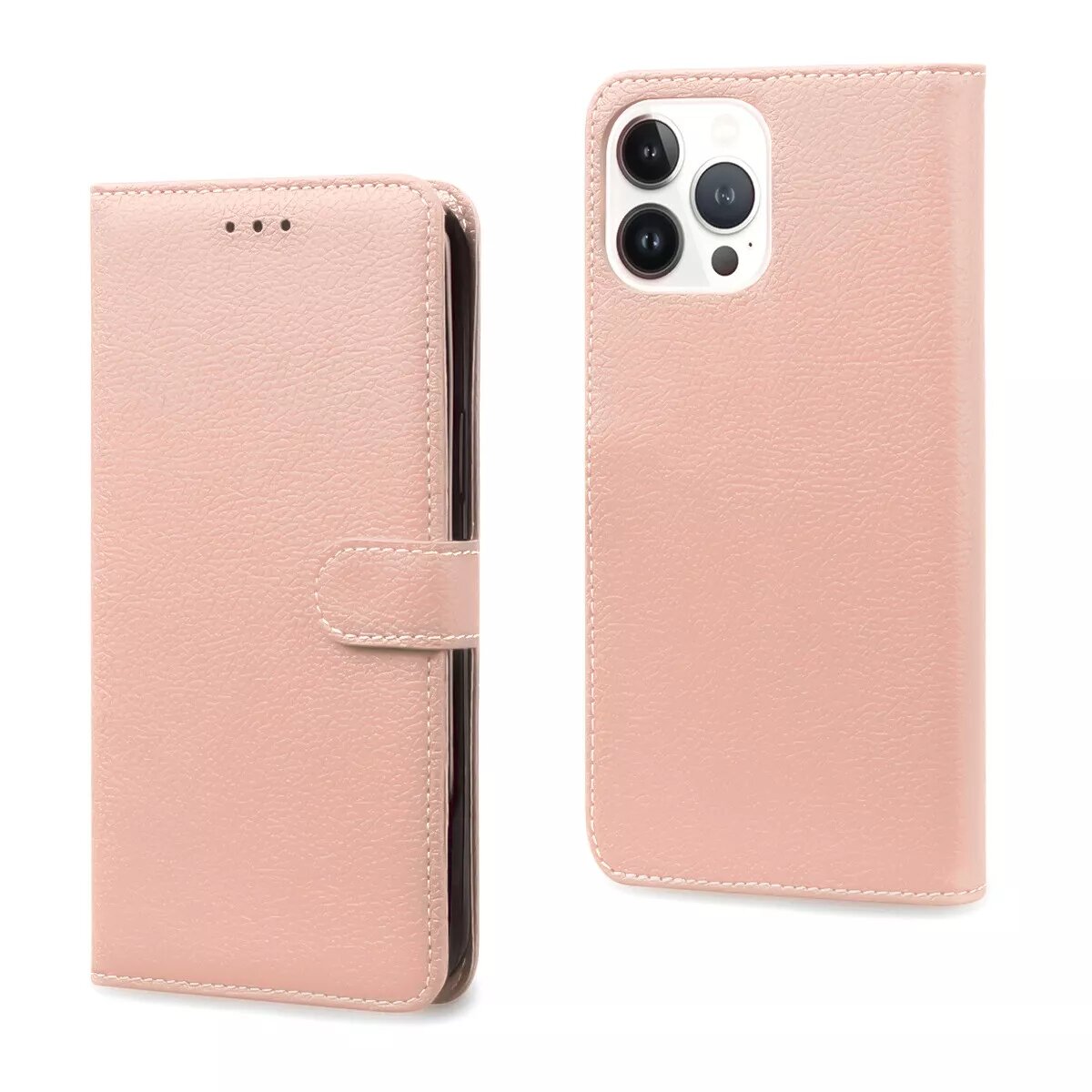 Leather wallet case for iphone 15 pro max - Rose