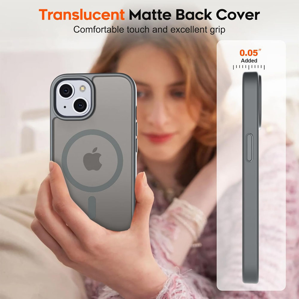 Stylish grey magnetic case for iPhone 16 Plus