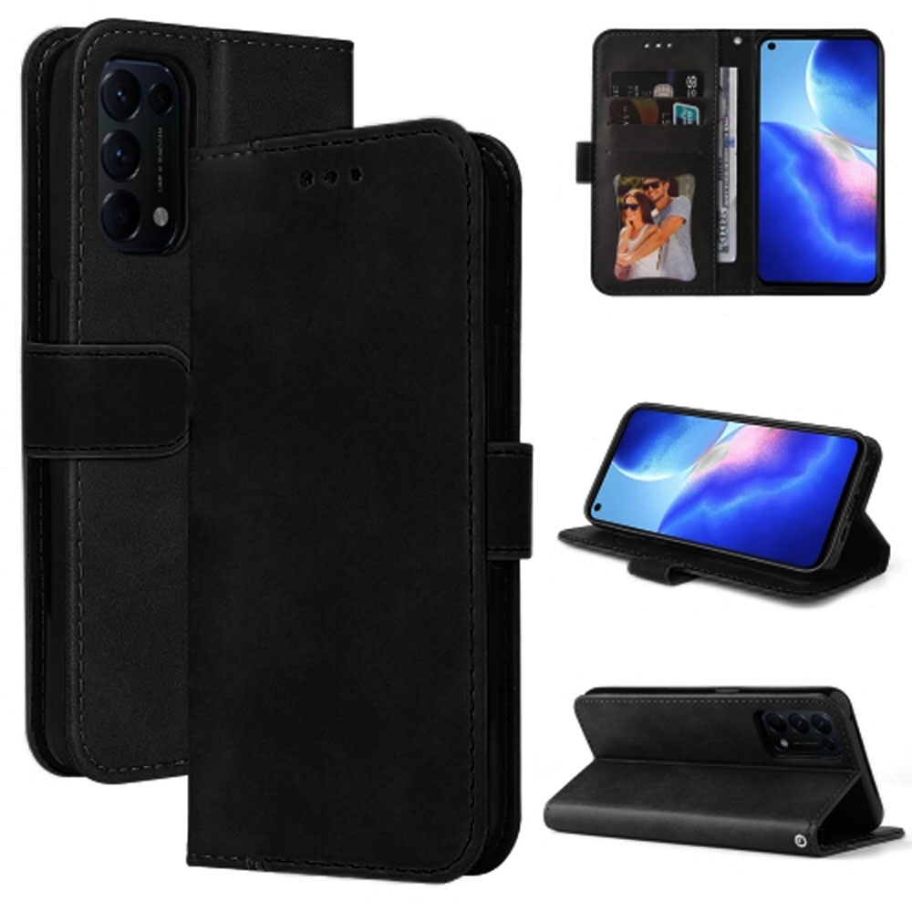 Oppo Reno5 4G (2021) Black PU Leather Wallet Case