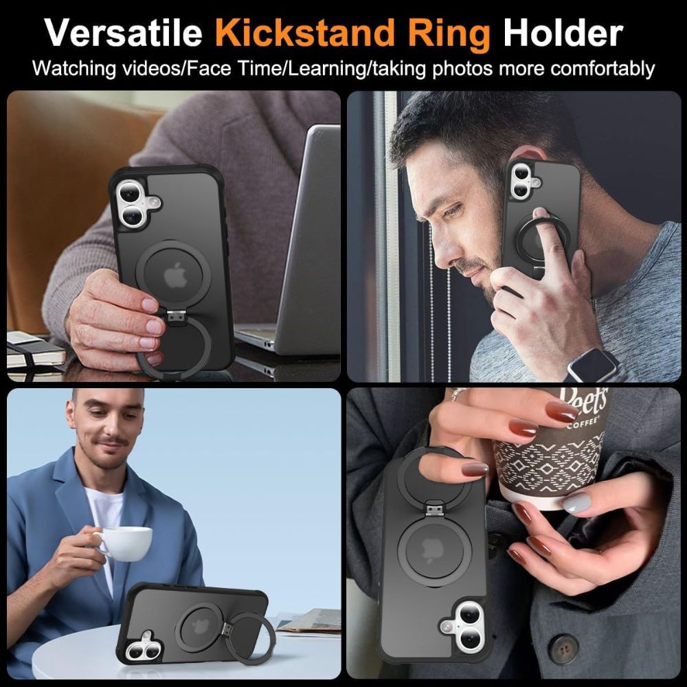 Ring holder on black iPhone 16 case