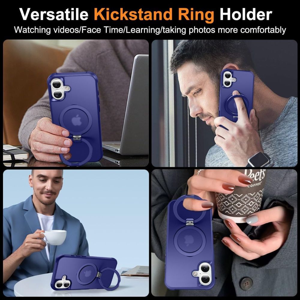 Ring holder on blue iPhone 16 case