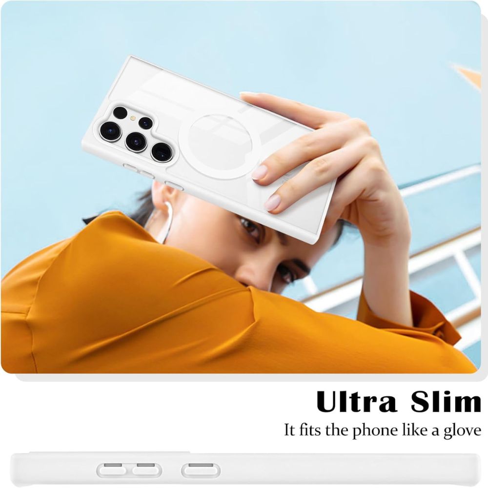 Elegant White MagSafe Case for Samsung Galaxy S24 Ultra with Non-Slip Grip